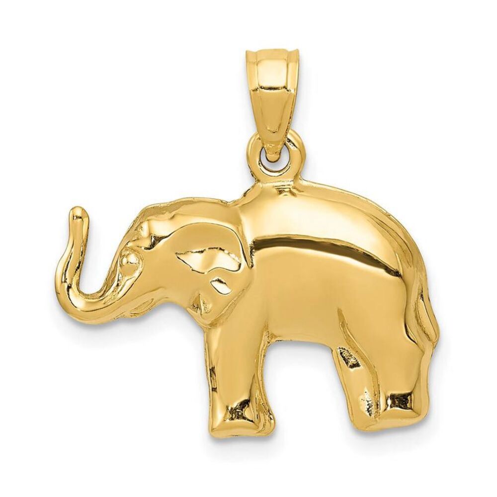 14k Yellow Gold Polished 3D Elephant Pendant